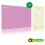 Kit de couture Tapis de découpe ROSE A3 (30x45cm), cutter rotatif 45mm et règle patchwork 15x30cm